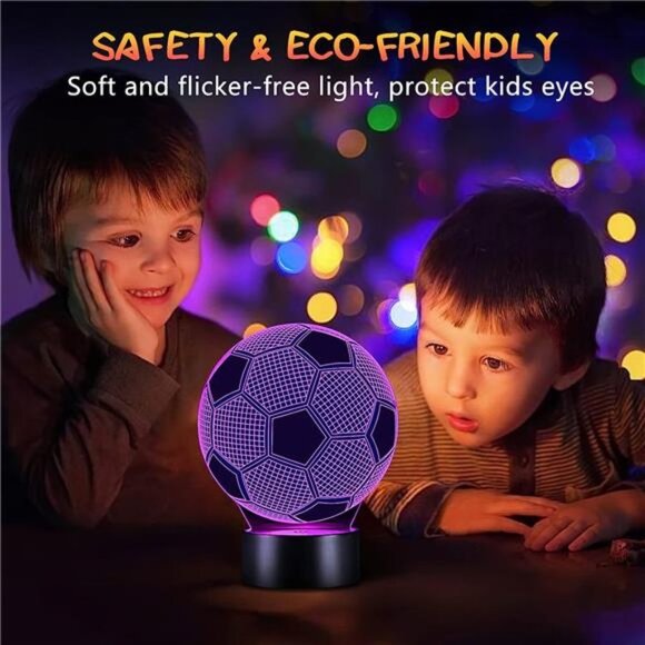 Soccer Gifts for Kids Night Light, Linakx Dimmable LED NightLight, 3D Optical - Picture 2 of 6